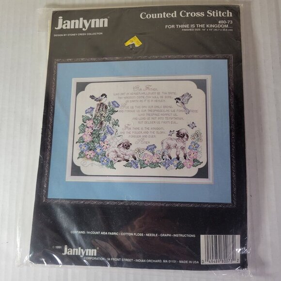 Vintage Janlynn Counted Cross Stitch "For Thine Is The Kingdom" Kit 1991 - Picture 1 of 3